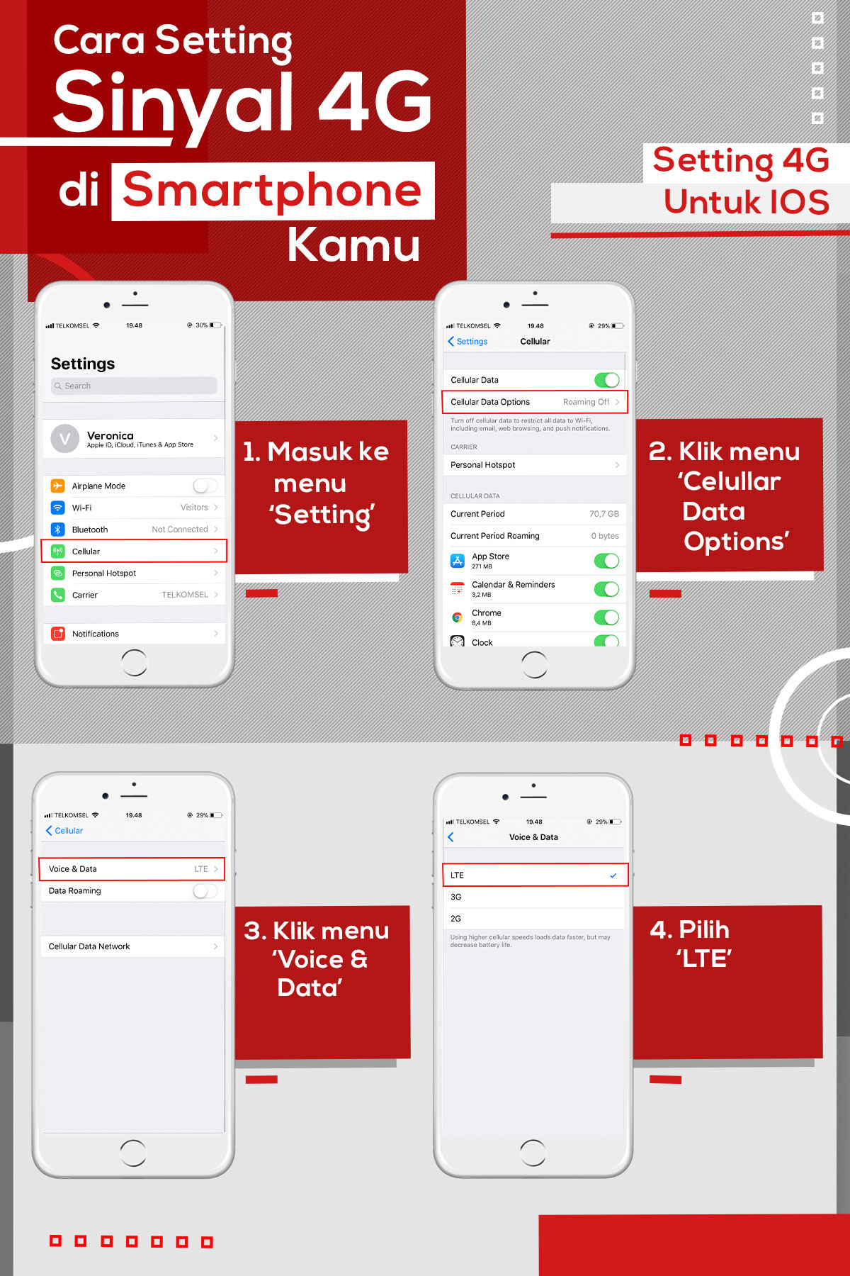 4g Settings Set The Smartphone To A 4g Network Telkomsel